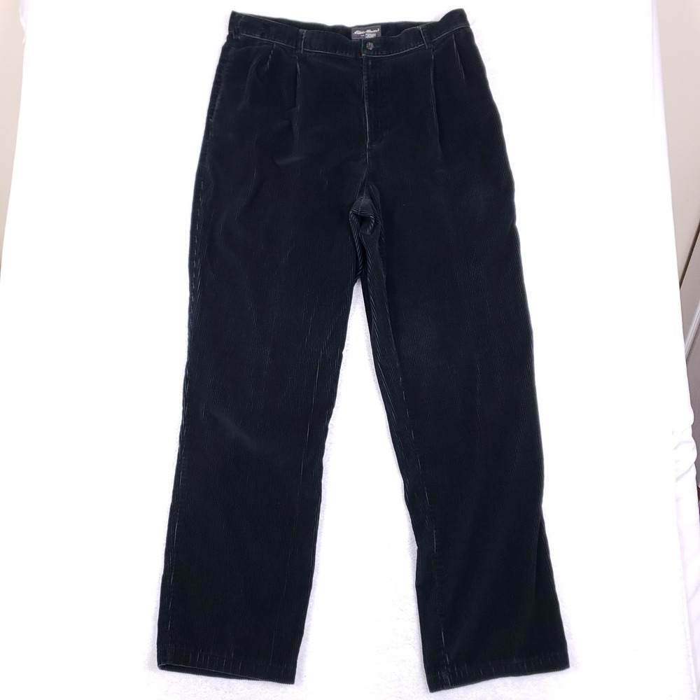 Eddie Bauer Corduroy Pants‎ Men 38 Tall Pleated Navy Blue Vintage Gorpcore Prep